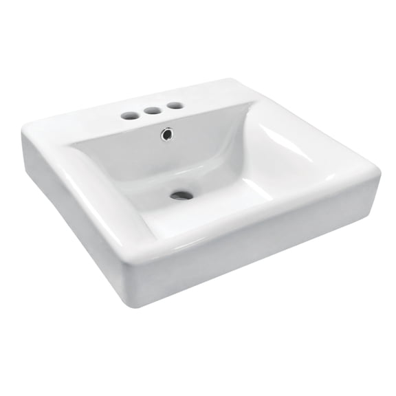 Kingston Brass EV2019W34 NuvoFusion 20-Inch Ceramic Console Sink (4-Inch, 3-Hole) in White