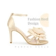 thumbnail image 5 of BLISSFUL STEP Flower Ankle Strap Stiletto Heel Sandals for Women Champagne 8, 5 of 7