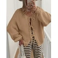 thumbnail image 5 of PRETTYGARDEN Women's Tie Front Bow Cardigan Sweaters Chunky Knit Long Puff Sleeve Trendy Fall Winter Jacket Coats, 5 of 8