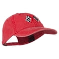 thumbnail image 5 of Checkered Racing Flag Embroidered Washed Cap - Red OSFM, 5 of 5