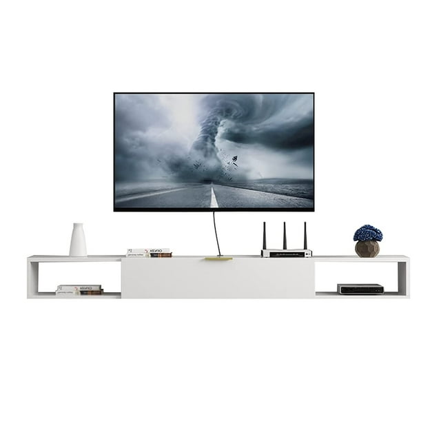 Repisa Flotante Slim O Mesa Tv Moderna Blanca 1 Puerta blanca MUEBLERIA LIZ Muebleria liz Moderno