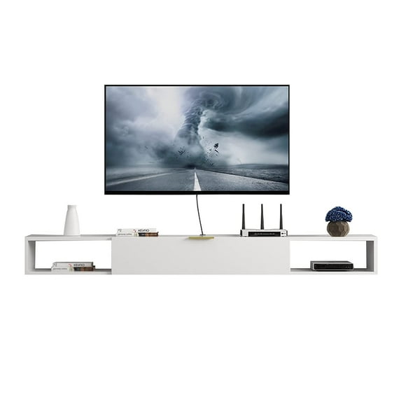 Repisa Flotante O Mesa Tv Moderna Minimalista Blanco 1P Blanca Muebleria Liz Muebleria liz RF1PBCO flotante