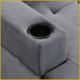 thumbnail image 6 of 4-Seat Modern L-Shaped Sectional Sofa with Left Storage Chaise & 2 Cup Holders for Living Room | Gray | Velvet Fabric | Cushion Back, 6 of 19