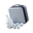 thumbnail image 1 of Juego de sake de cerámica con decantador de vino más cálido con bolsa de viaje, vasos clásicos, kits de vasos de cerámica antiguos para restaurante, 1 of 8