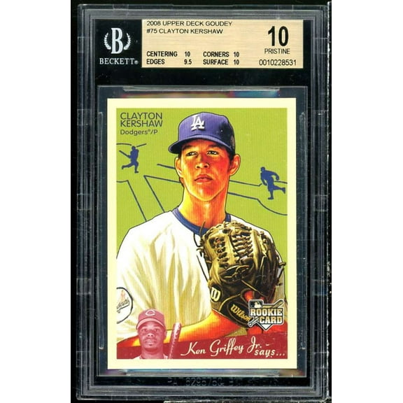 Clayton Kershaw Rookie Card 2008 Upper Deck Goudey #75 (pop 1) (PRISTINE) BGS 10