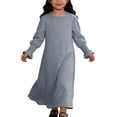 thumbnail image 2 of LYHaoo Elegant Girls Dress With Floral Lace Hem And Round Neck Pure Color Party Gown For And Celebrations，Girls A Line Dresses Sizes 7-8 Years Gray, 2 of 5