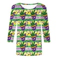 thumbnail image 4 of SOOMLON Mardi Gras Tops for Women Tuesday Tshirts Carnival Themed Party 3/4 Sleeve Tops Fancy Mask Graphic Shirts Tunic Crewneck Outfits New Orleans Holiday Blouses 2025 Multicolor XL, 4 of 5