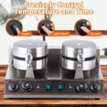 thumbnail image 3 of Commercial Waffle Maker, Electric Waffle Making Machine, Non-Stick Waffle Iron Machine 50-250℃ 110V 2400W for Home, Restaurant and Snack Bar - 2 Heads, 3 of 7