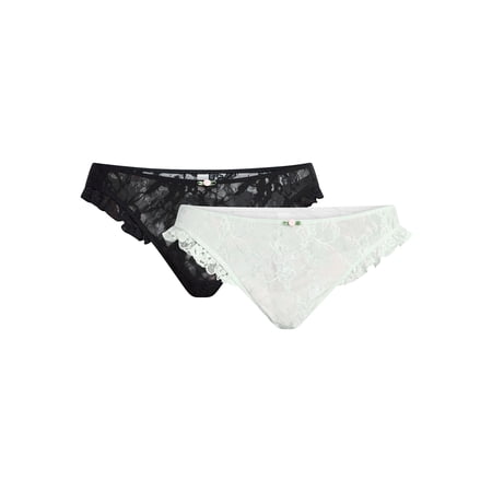 No Boundaries Lace Thong Panties, 2-Pack, Women's XS-XXXL