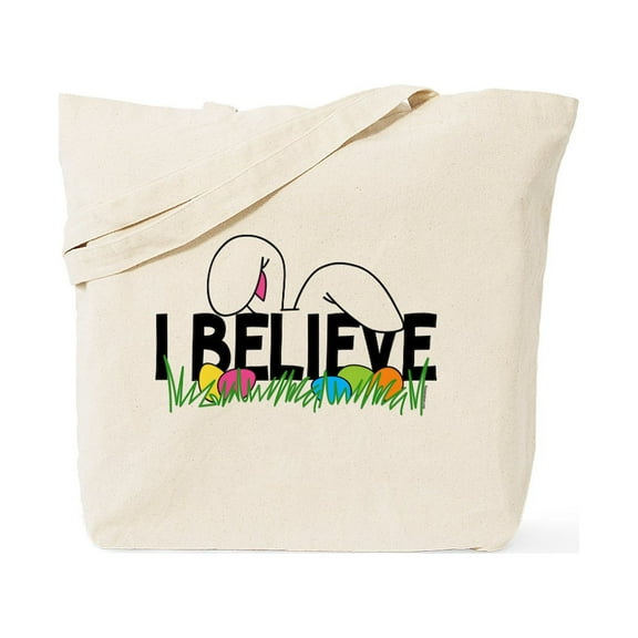 CafePress - Believe In The Easter Bunny Tote Bag - Unisex Canvas Tote Bag, Beige, 1-Piece