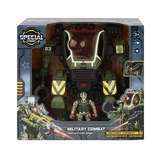 Juguete Robot Militar Mecha con Misiles y Figura de Soldado con Luz y Sonido