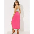 thumbnail image 4 of Falda Larga Allegra K con Pliegues y Abertura Lateral Fucsia L, 4 of 5