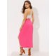 thumbnail image 4 of Falda Larga Allegra K con Pliegues y Abertura Lateral Fucsia L, 4 of 5