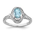 thumbnail image 6 of 925 Sterling Silver Rhodium Diamond and Light Swiss Blue Topaz Ring Size 7, 6 of 6