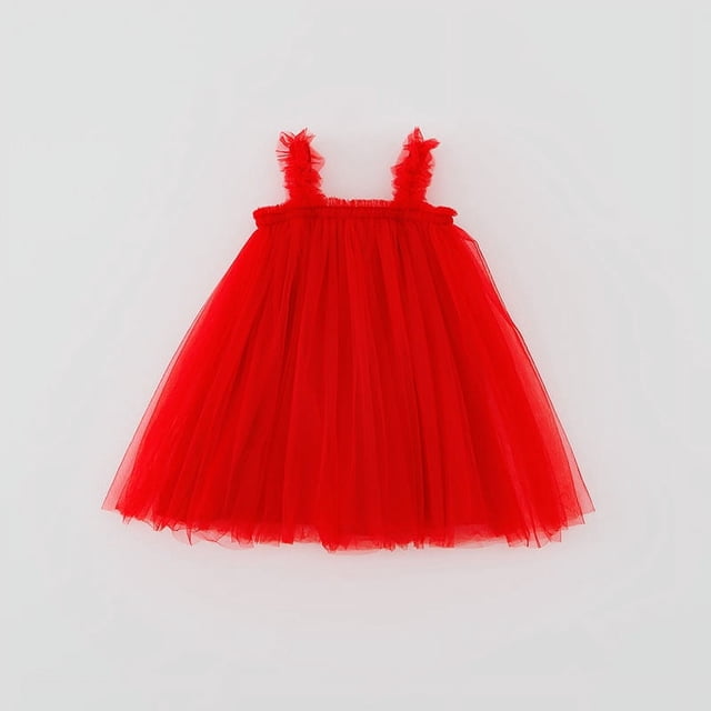Vestido de falda de malla con tirantes de verano para niñas con borde de orejas de madera Falda de princesa para bebé Falda pontón