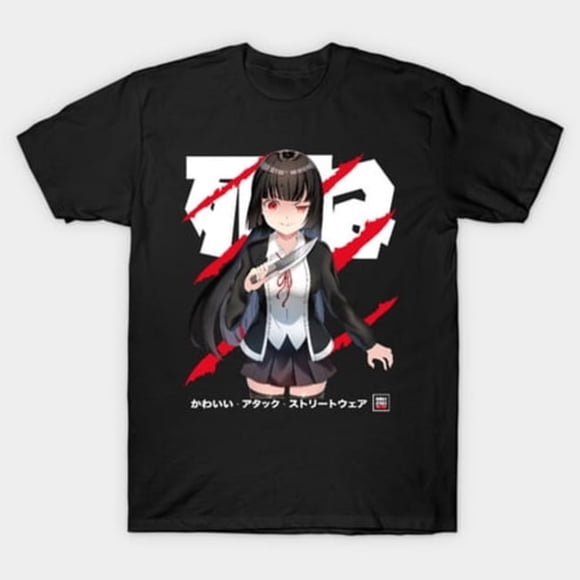 Japanese Anime Yandere Girl Obsessive Gothic Manga Aesthetic Art Unisex T-Shirt, sizes up to 3XL