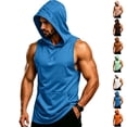 thumbnail image 2 of BRANROY Men's Summer Tank Tops - Hooded Sleeveless Muscle Shirts, Breathable Gym Tees for Men's Athletic Workout,Light Brown L, 2 of 8