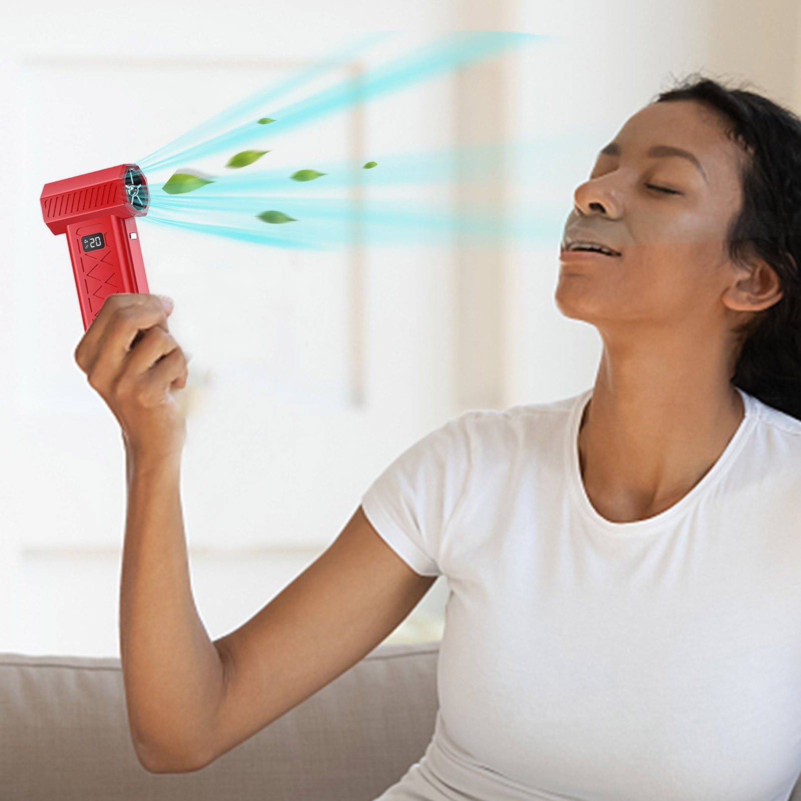 Compressed Air Duster, Electric Air Duster with LED Light, 6-Gear Adjustable Mini Handheld Air Blower for Cleaning Keyboard & PC,Rechargeable Air Duster for Car, Outdoors, Reusable