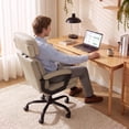 thumbnail image 4 of Patbrela Office Chair PU Leather Swivel Desk Chairs with 6-Position Adjustable Headrest, Khaki, 4 of 9