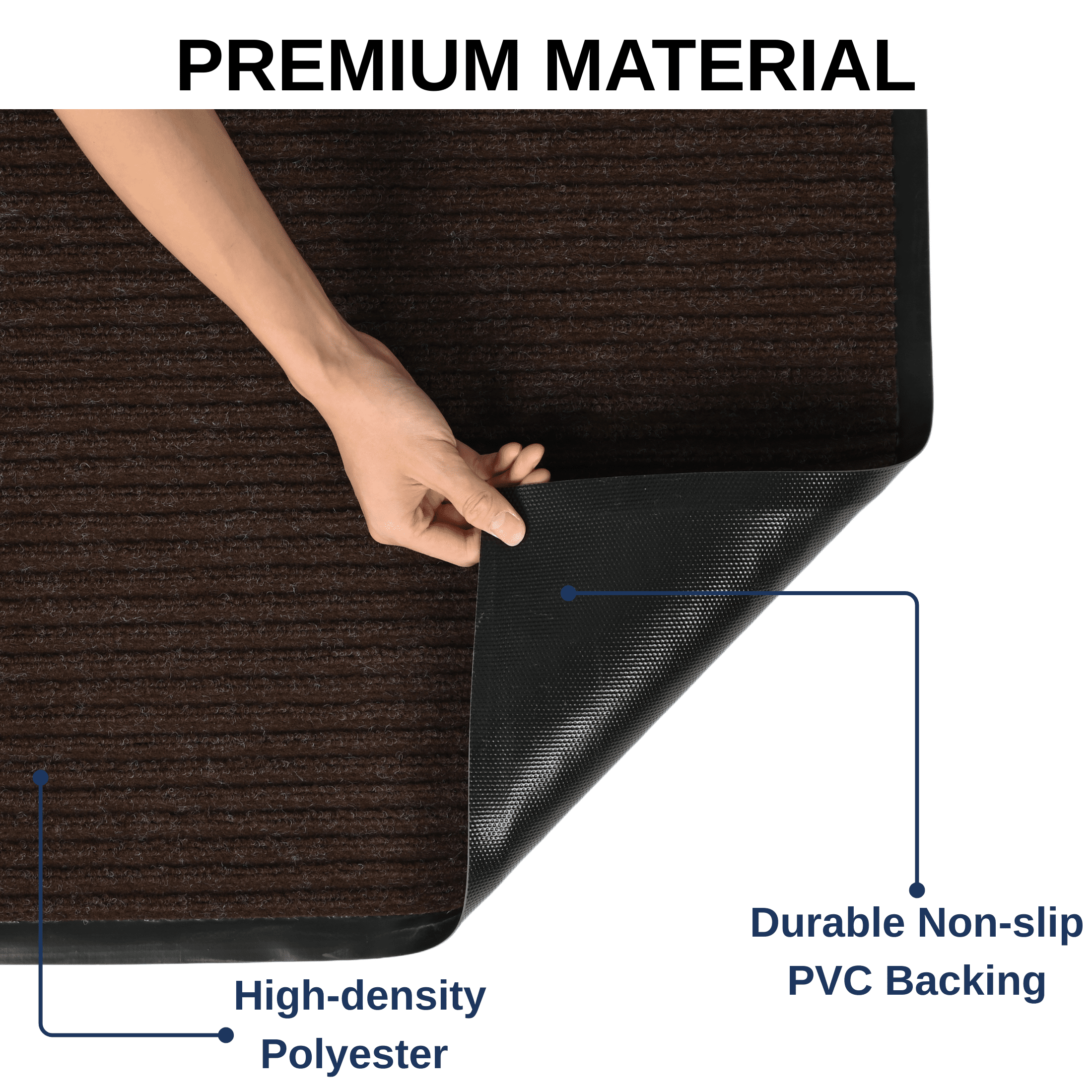 OVYEOFR Commercial Carpet Runner, 3' x 10' Commercial Rug with Rubber Backing, Heavy Duty Low Profile Indoor Outdoor Floor Mat for Entrance, Hallway, Kitchen, Garage, Brown