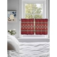 thumbnail image 3 of Red Retro Boho 2 Panel Kitchen Curtains for Small Windows, Vintage Ethnic Tribe Abstract Art Bathroom Tier Curtain, Short Window Treatment for Bedroom/Living Room 55"x24", 3 of 6