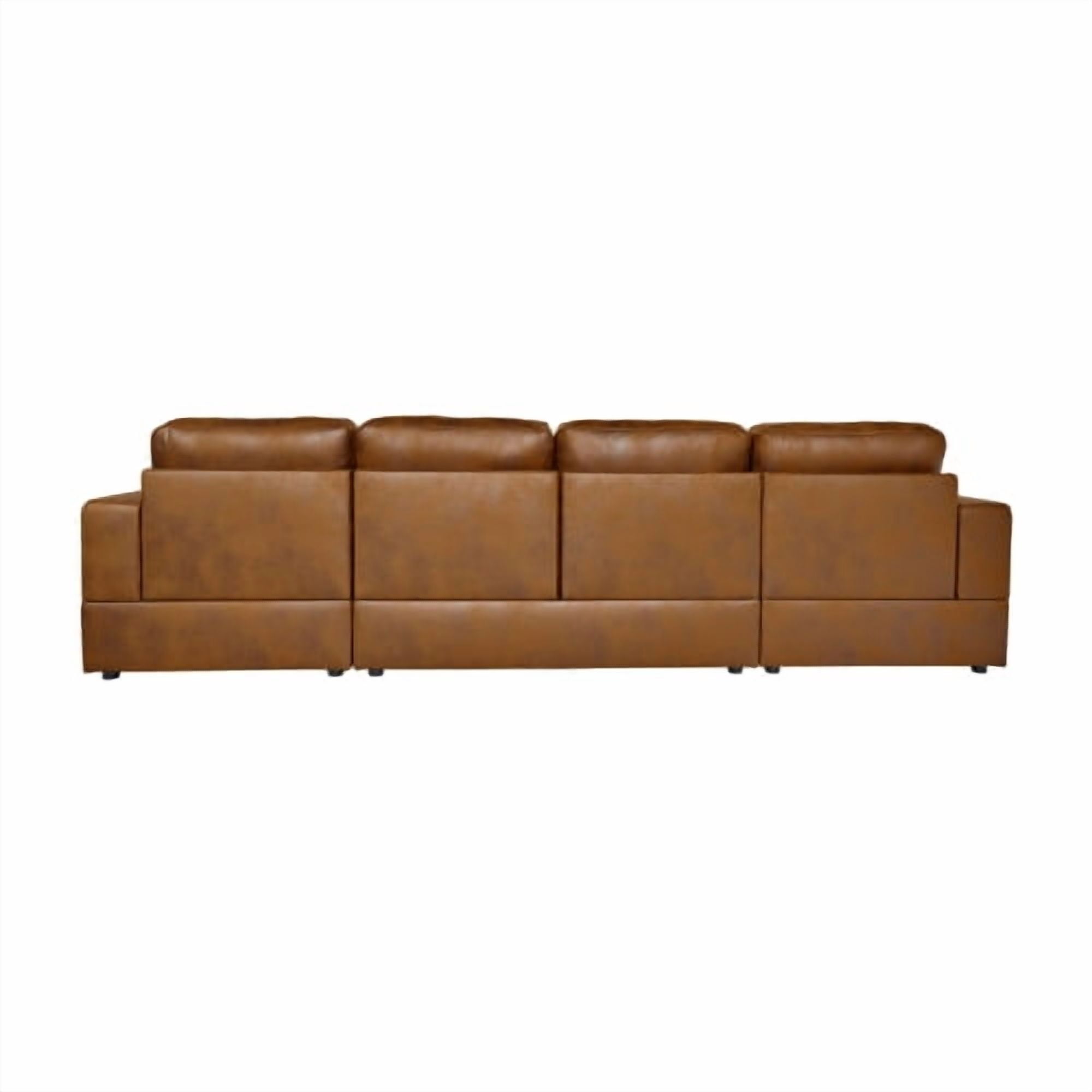 119" Corduroy U-Shaped Double Chaise Sectional Sofa, 4-Seater with Removable Cushions, Low-Profile, Antique brown