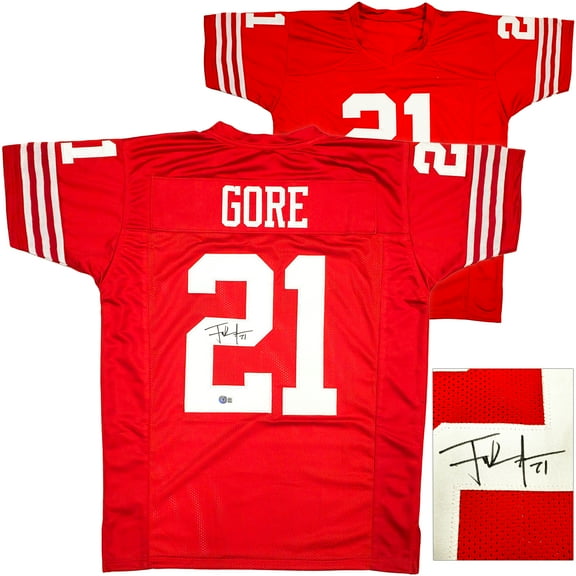 San Francisco 49ers Frank Gore Autographed Red Jersey Beckett BAS Witness 231918