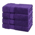 "American Soft Linen Premium 4 Pack Washcloths, 100 Turkish Cotton, 13"" x 13"", Purple for