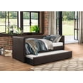 thumbnail image 2 of Lexiconhome Adra Faux Leather Upholstered Daybed with Trundle in Dark Brown, 2 of 3