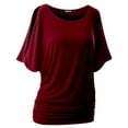 thumbnail image 2 of Doublju Womens Short Sleeve Dolman Drape Loose Fit Tunic Top(Plus Size Available), 2 of 5
