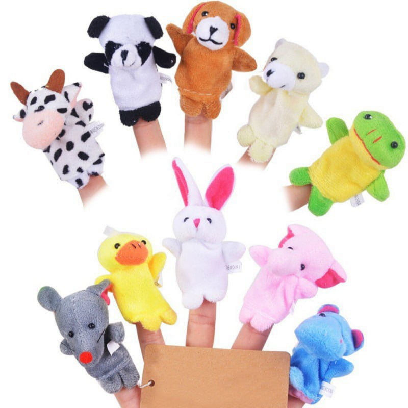 Random Pattern 10pcs Cartoon Animal Finger Puppets Toys Cute Props Dolls Toys 