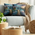 thumbnail image 5 of Ambesonne Lake Throw Pillow Cover 2 Pack, Wooden Pier Dramatic Night, 18", Coral Dark Turquoise, 5 of 7