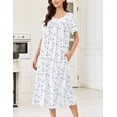 thumbnail image 3 of Ekouaer Cotton Nightgowns for Women Long Night Gown Short Sleeve Sleepdress Victorian Sleepwear Nightdress with Pockets, 3 of 6