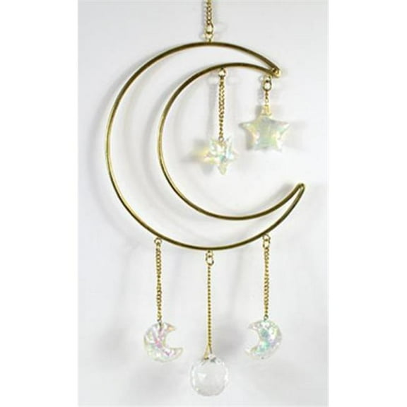 AzureGreen FWH8053 14.5 x 6 in. Crescent Moon with Stones Wall Hanging