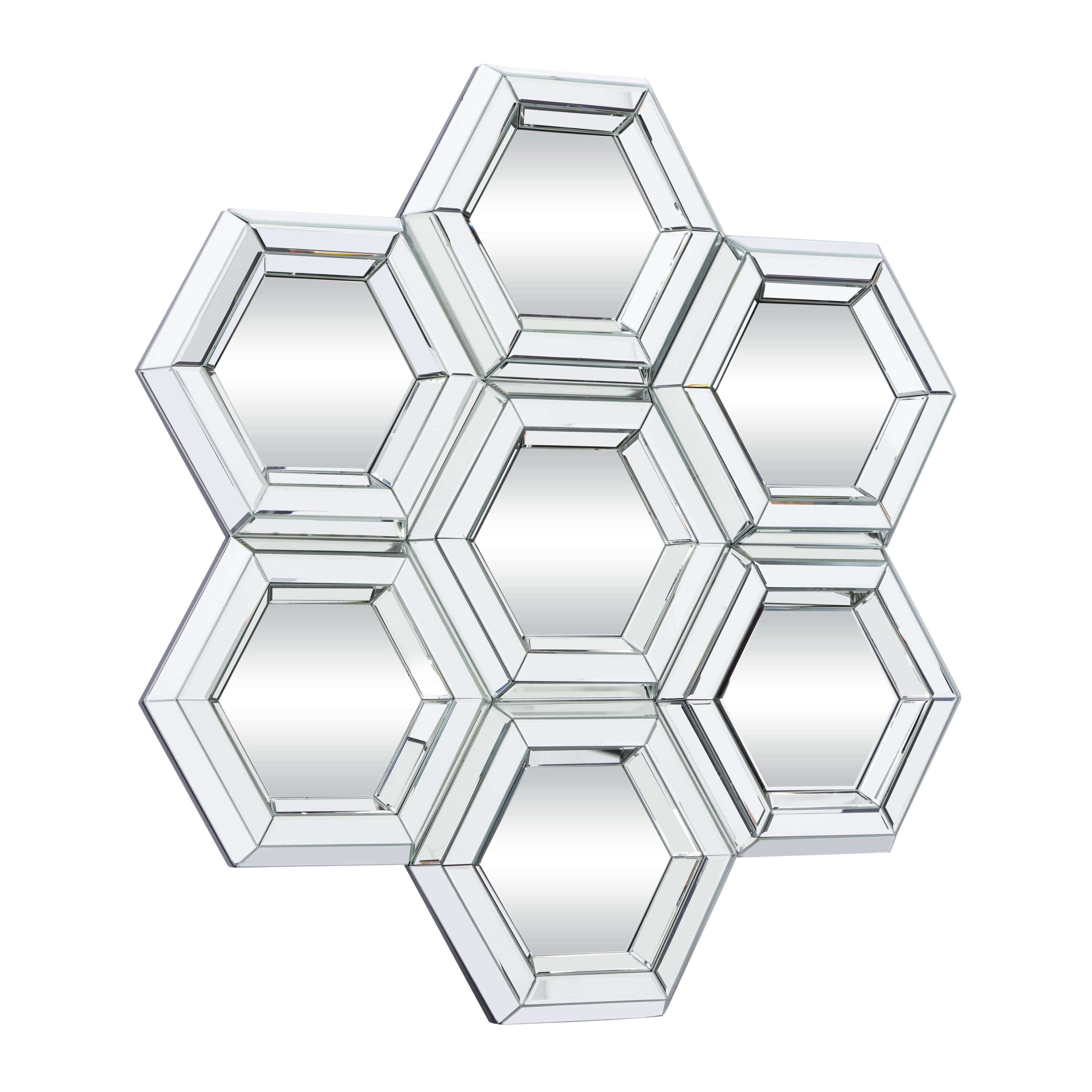 DecMode 39" x 41" Silver Honeycomb Shaped Geometric Wall Mirror