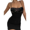 thumbnail image 2 of Mini vestido de encaje con tirantes para mujer Out Patchwork Dress Nituyy negro,Vestido halter, 2 of 5