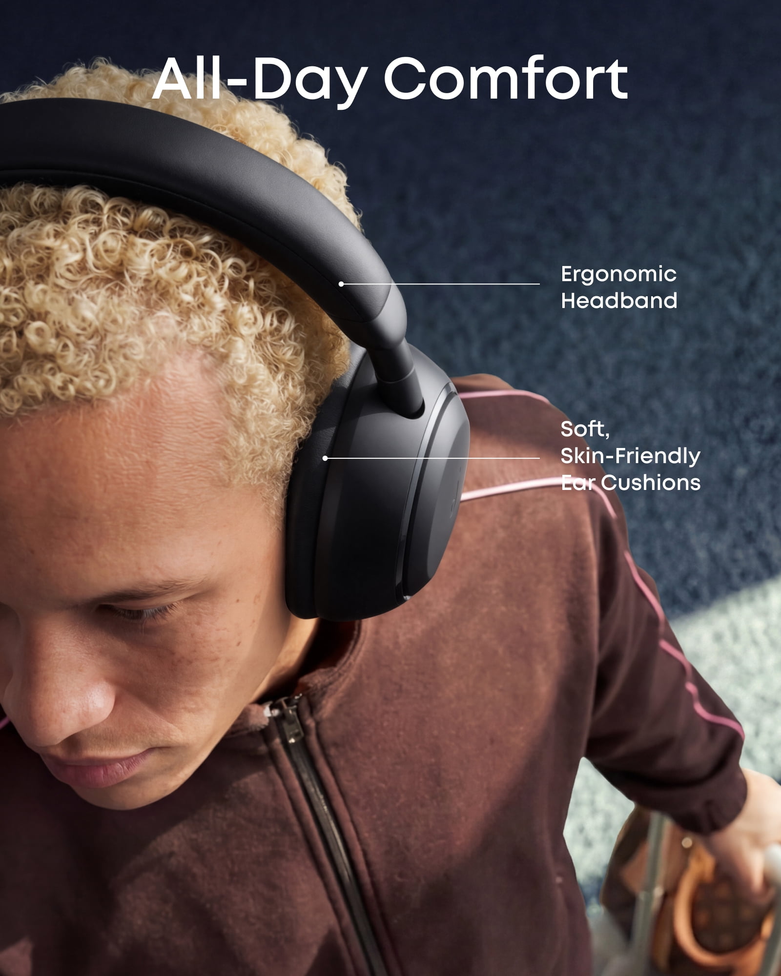 soundcore Space 2 by Anker, Active Noise Cancelling Headphones,Comfortable Fit, 50H Playtime, LDAC Hi-Res Wireless Audio, Dual Connection, Clear Calls, Bluetooth 6.1, Nap Mode, Wearing Detection