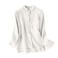 thumbnail image 4 of Chuancc Womens Button Down Shirt Linen Button Up Shirts for Women Long Sleeve Summer Shirt Collared Blouse Linen Tops White XL, 4 of 4