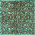 thumbnail image 1 of Ahgly Company Machine Washable Indoor Square Persian Turquoise Blue Traditional Area Rugs, 6' Square, 1 of 4