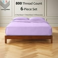 thumbnail image 2 of 6-PC Queen XL Organic 800-TC Cotton Sheet Set - 15" Deep Pockets with 4 Pillowcases - Lilac, 2 of 7