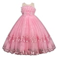 thumbnail image 1 of Robe de Bal Imprimée Fleurs pour Filles, Élégante Robe Maxi Princesse avec Nœud en Tulle, 1 of 6