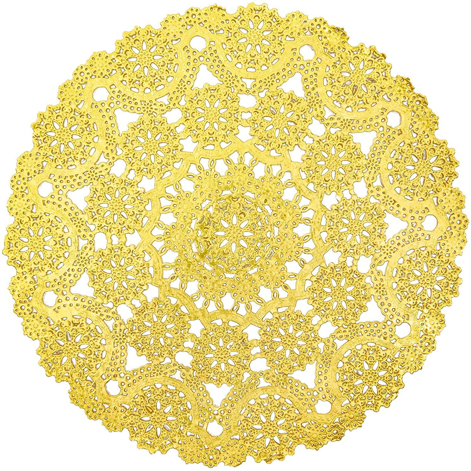 6 Pieces 12" Embroidery Handmade Jeweled Rhine Stones Doily Doilies Beige Gold 