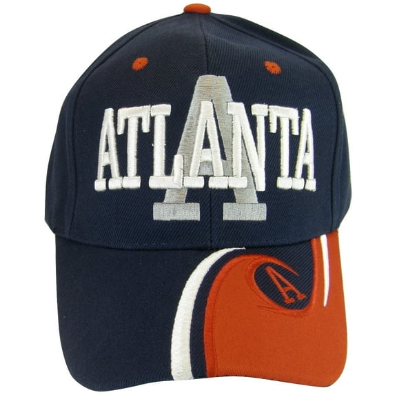 Atlanta Men's A Wave Pattern Adjustable Baseball Cap (Navy/Red)