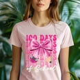 thumbnail image 5 of 100 Days of School Bow T-Shirt | Cute Teacher & Student Celebration Tee, Light Pink, Size M, 5 of 6