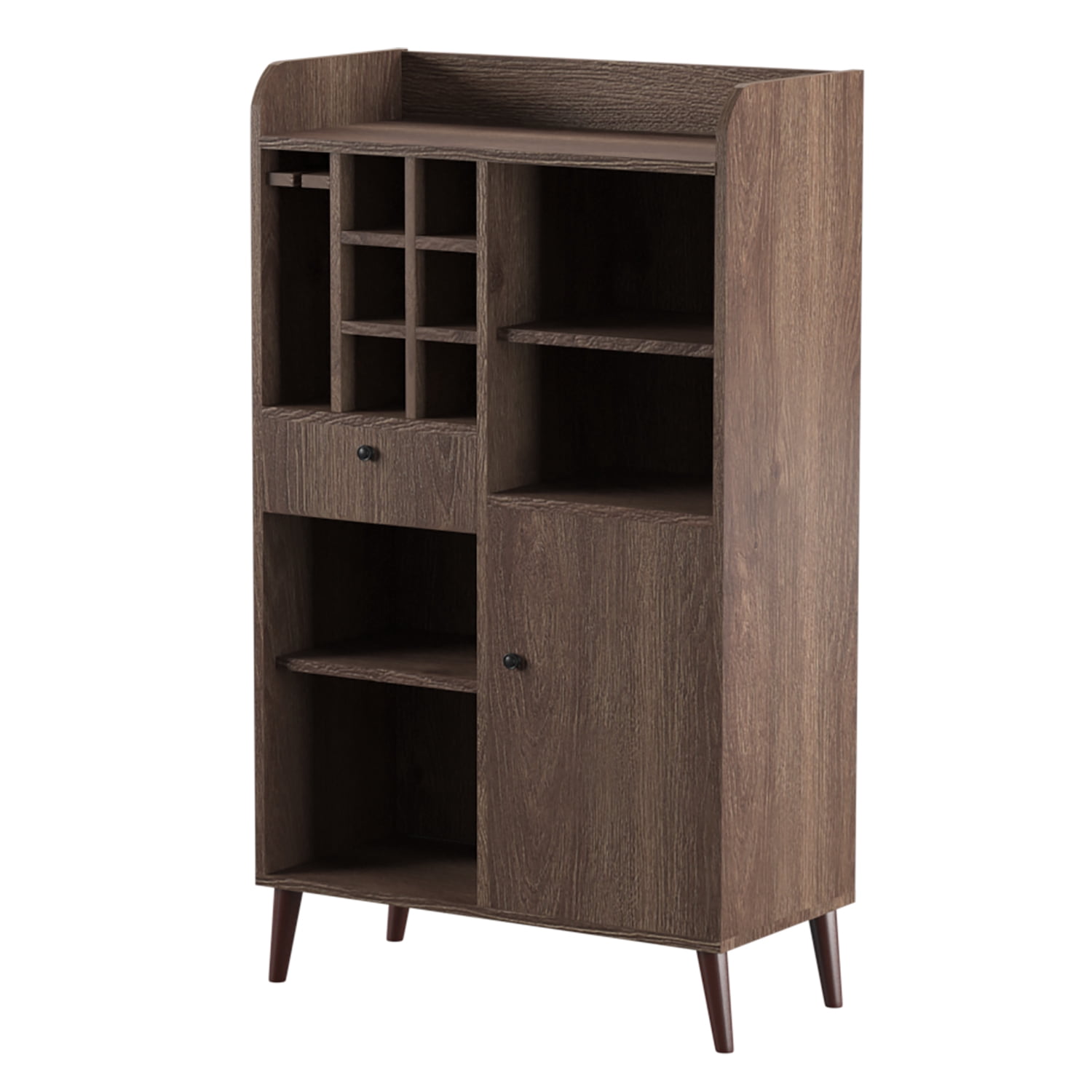 Furniture of America Munster Multi-Storage Wine Cabinet, Distressed Walnut