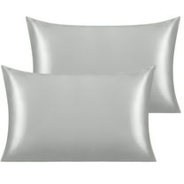 Ntbay 2 Pack Satin Toddler Pillowcases, Silky and Luxurious Travel Pillow Covers with Envelope Closure, 14" x 20", Silver Gray