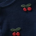 thumbnail image 4 of HAOTAGS Girls Knitted Cardigan with Graphic Print Casual Fall/Winter One-Button Open Front Jacket Navy Size 2-3 Years, 4 of 7
