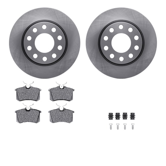 Dynamic Friction Company Rear Brake Rotors with 5000 Euro Ceramic Brake Pads includes Hardware 6612-73180