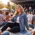 thumbnail image 2 of GRACE & GRANDEUR Women's Plus Size Long Sleeve Maxi Denim Jacket  Distressed Long Jean Coat with Chest Pockets 2X Dusty Blue, 2 of 8