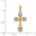 thumbnail image 3 of Real 14kt and Rhodium Diamond Cut Cross Pendant; for Adults and Teens; for Women and Men, 3 of 4